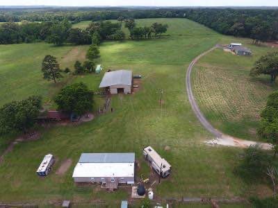 Aerial overview of the 99-acre property