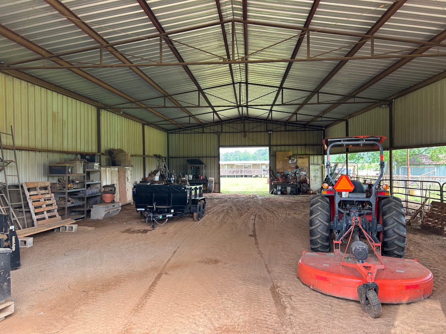 Inside the 40x80 barn with equipment